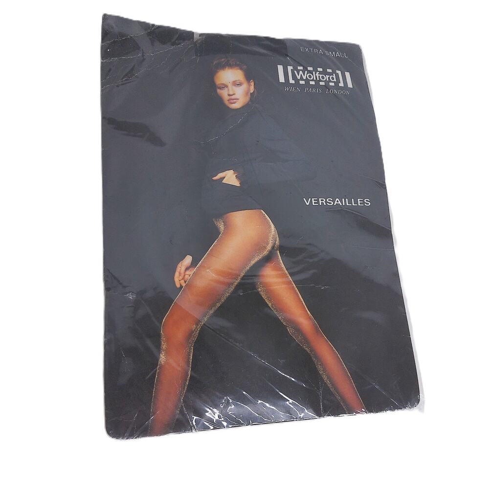 Wolford Versailles Tights Black Gold Size XS New